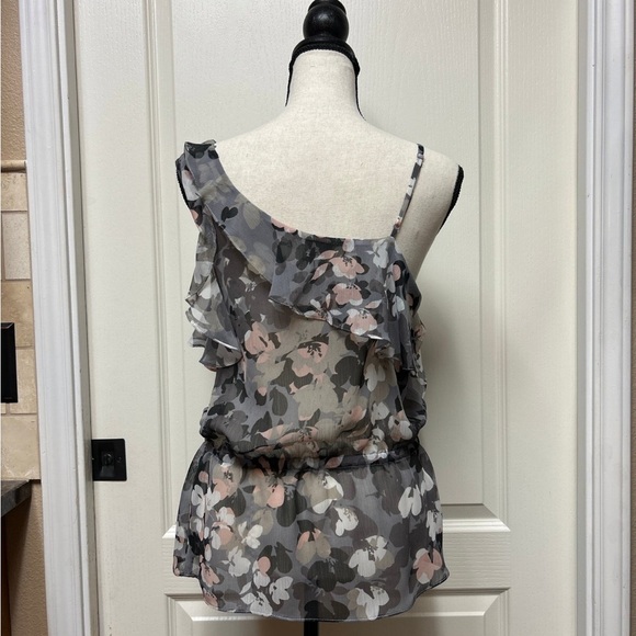 Express Sheer One Shoulder Ruffle Sleeveless Tank Top Small - Picture 3 of 6